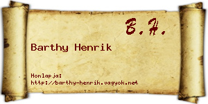 Barthy Henrik névjegykártya